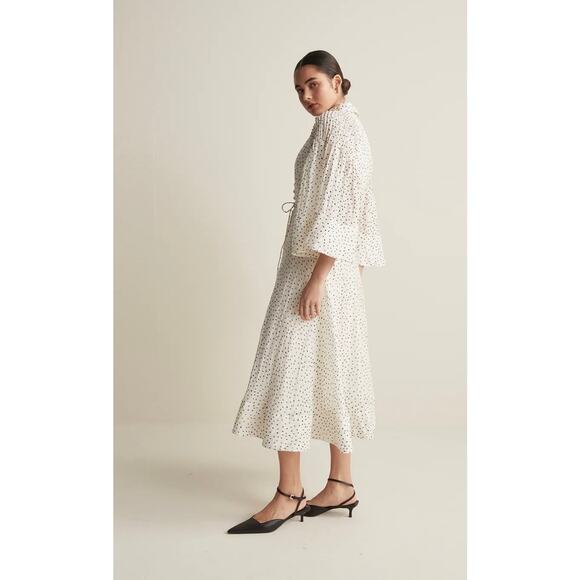 Joslin Dottie Silk Linen Midi Shirt Dress Polka Dot NWT Size 12 - Picture 10 of 15